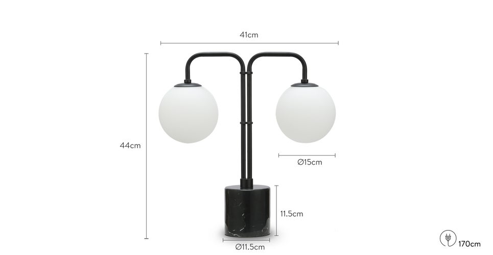 QUEEN B Tischlampen Schwarz Metall / Marmor Dimensions