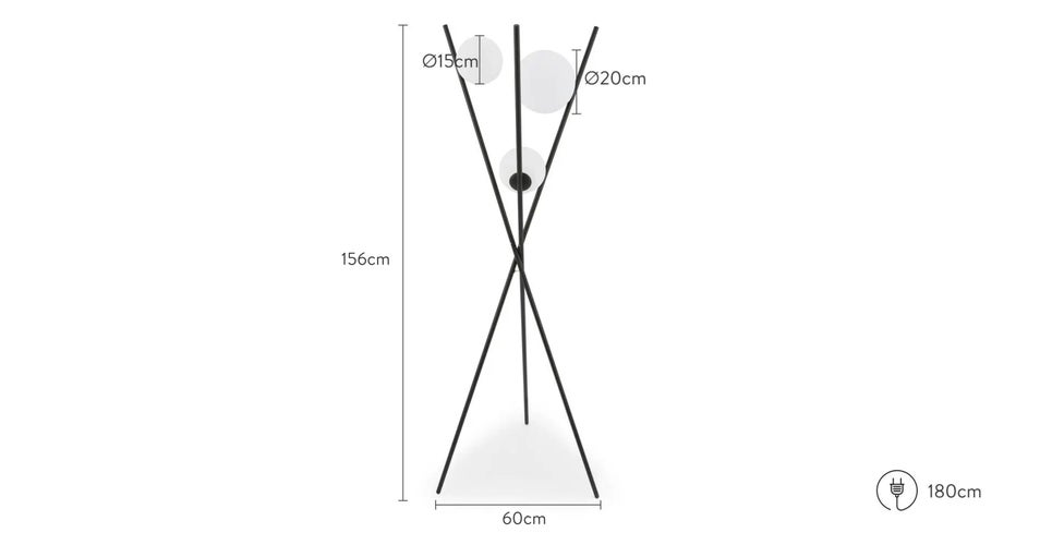 FREEZE Stehlampen Weiß / Schwarz Glas / Metall Dimensions