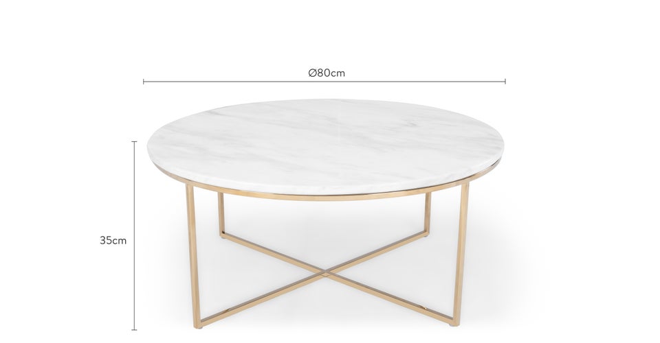 GISELLE Tables basses Marbre blanc Laiton Dimensions