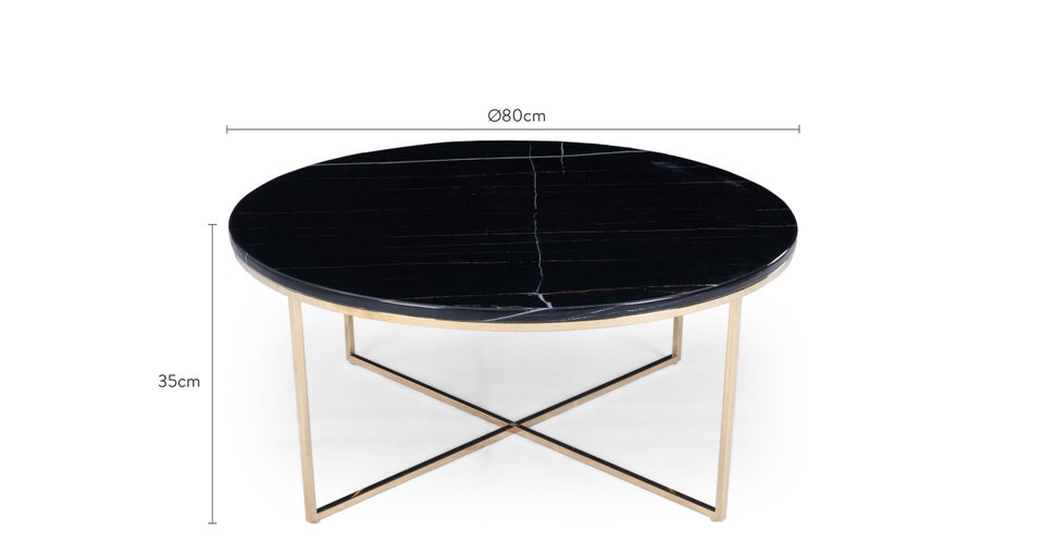 GISELLE Coffee Tables Marbre noir Laiton Dimensions