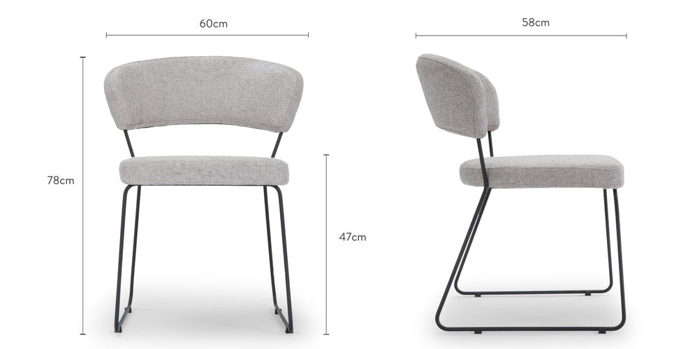 GORDON Chaises de salle à manger Gris Acier Dimensions