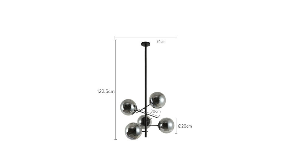 APOLLO Pendelleuchten Schwarz Metall / Glas Dimensions