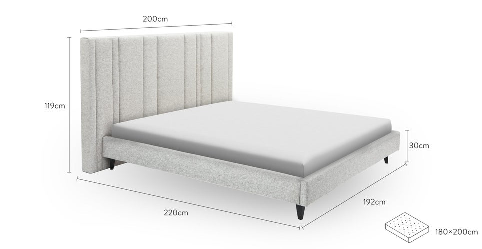ESCAPE Cadres de lit Gris / Noir Tissu / Bois Dimensions