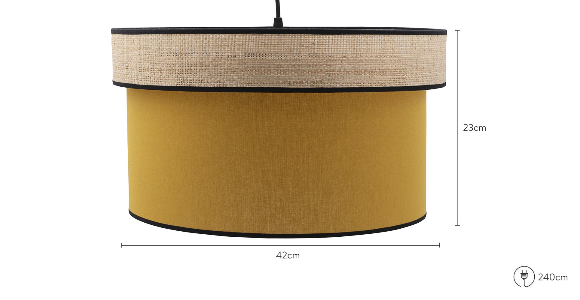 Ziva Pendelleuchten & Deckenleuchten Gelb / Beige Stoff / Rattan Dimensions