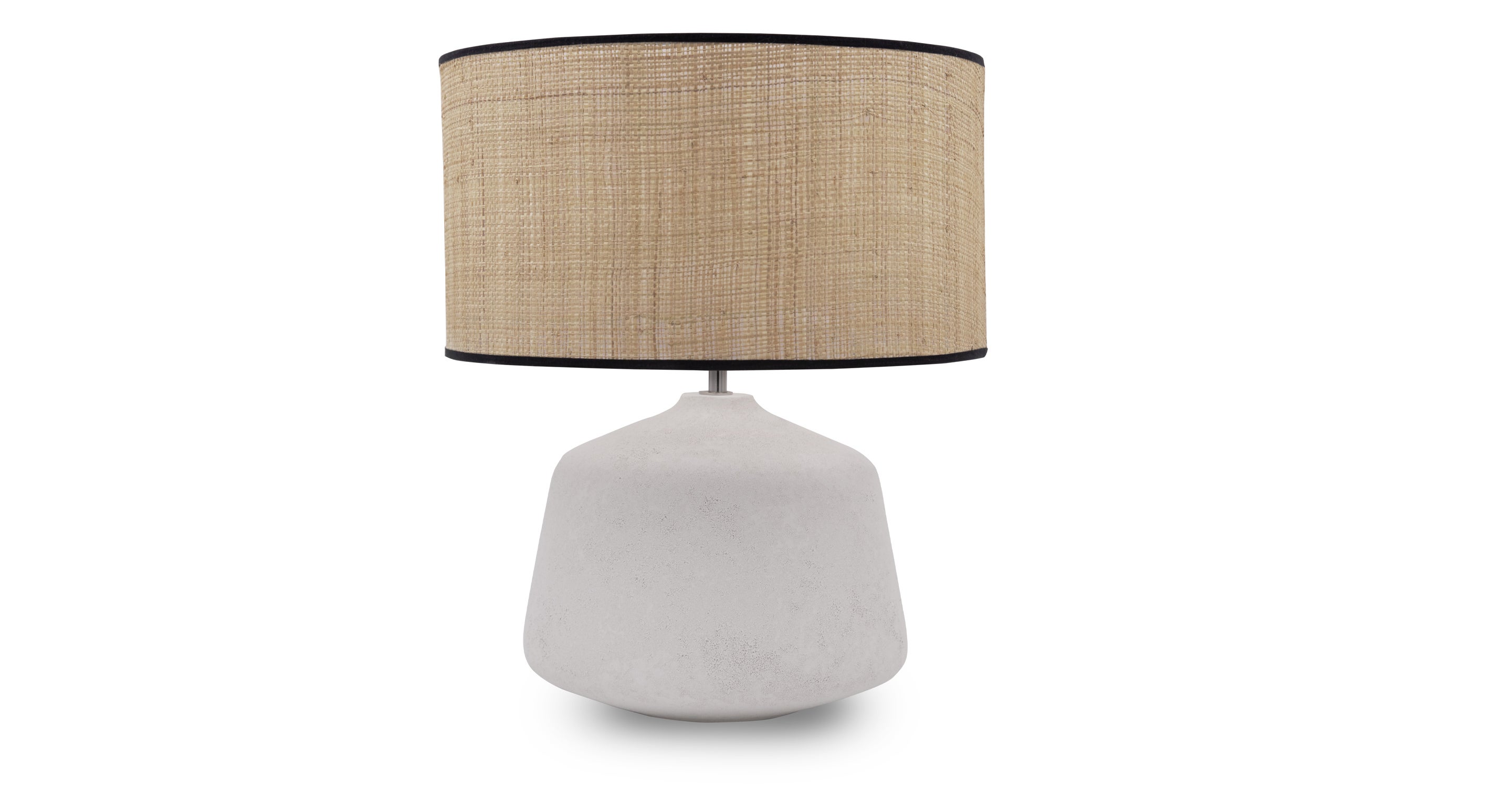 Sulu Lampe de table, Abat-jour fibre naturelle & céramique blanche, H42