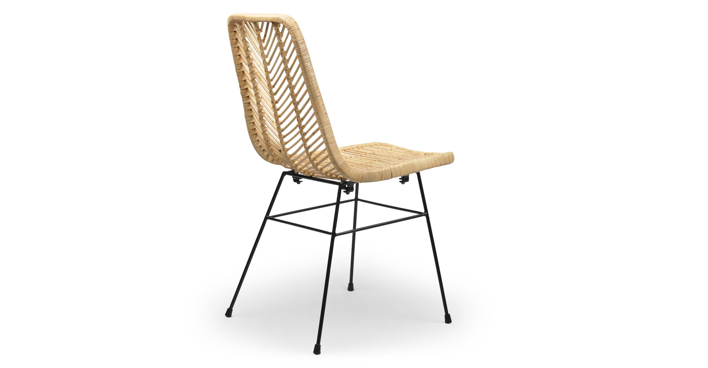 Chaise design - Rotin 100% naturel & métal noir - NV GALLERY - GIA