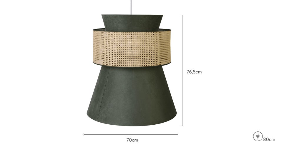 Ayel Pendant lamps Vert / Beige Velours / Cannage de rotin Dimensions