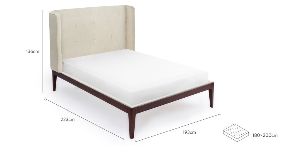 COLLECTOR Betten Beige Stoff / Holz Dimensions