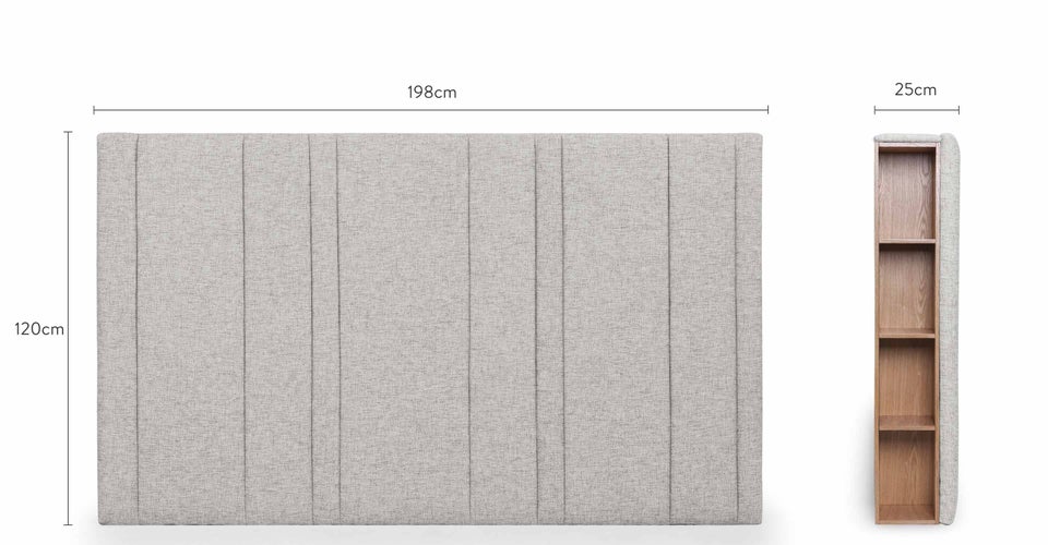 INFINITY Bettkopfteile Grau Stoff / Holz Dimensions
