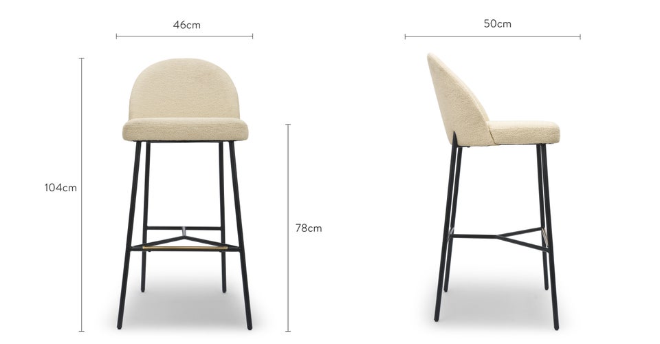 BANE Bar Stools White black Fabric / Metal Dimensions