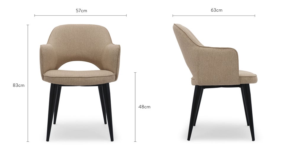 LUTHOR Esszimmerstühle Taupe / Schwarz Stoff / Metall Dimensions
