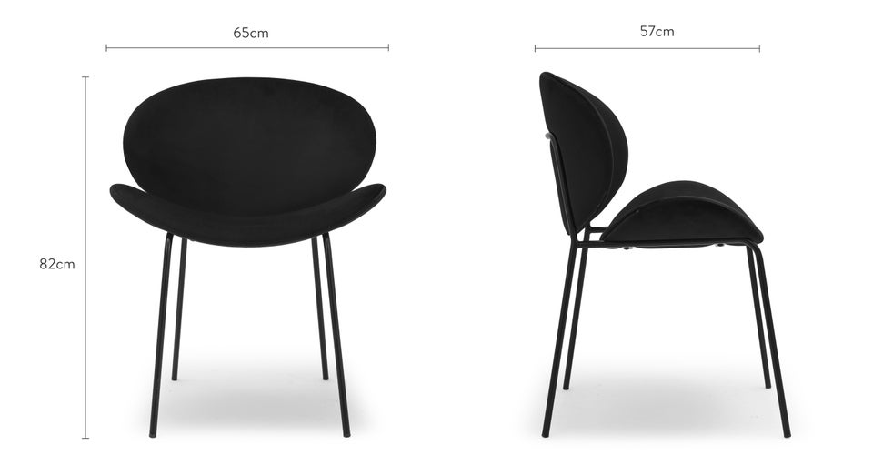RIDDLER Dining chairs Noir Velours / Métal Dimensions