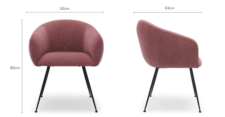 SAVAGE Chaises de salle à manger Rose / Noir Velours / Métal Dimensions