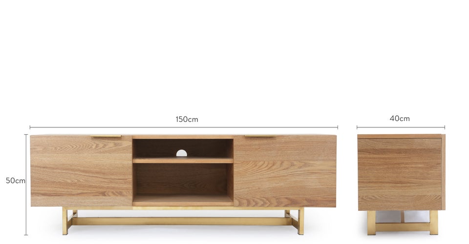 STARK Meubles TV Naturel / Doré Bois / Métal Dimensions