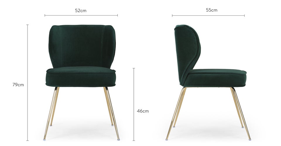 WAYNE Dining chairs Vert / Doré Velours / Métal Dimensions