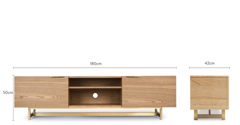 STARK Meubles TV Naturel / Doré Bois / Métal Dimensions