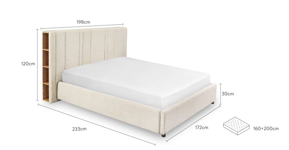 INFINITY Bettrahmen Beige / Schwarz Stoff / Holz Dimensions
