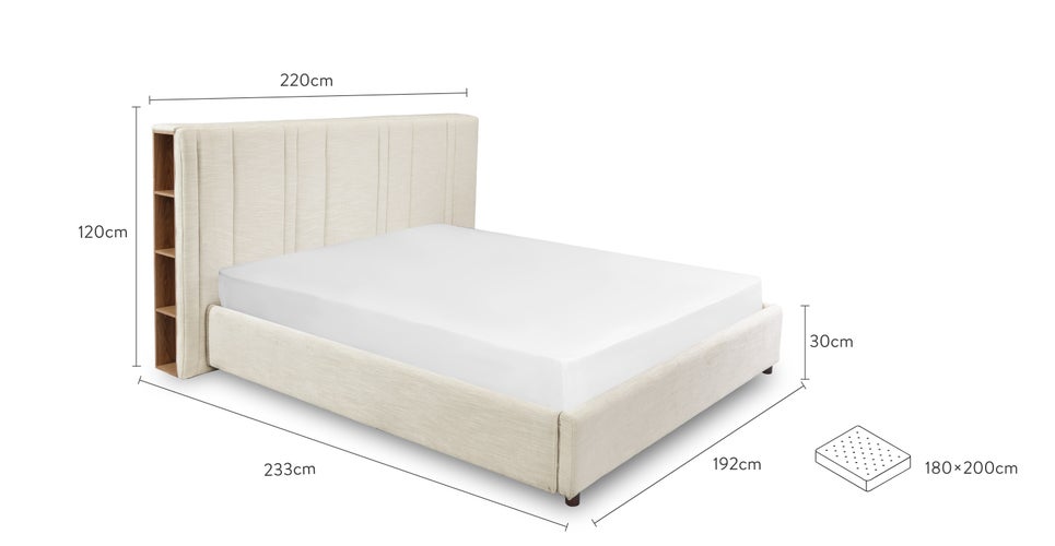 INFINITY Cadres de lit Beige / Naturel Tissu / Bois Dimensions