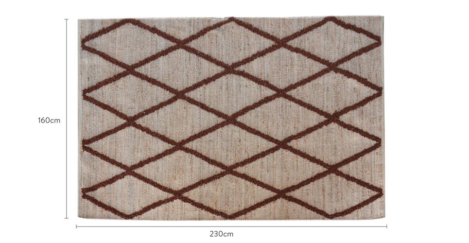 REY Eckige Teppiche Beige / Braun Hanf Dimensions