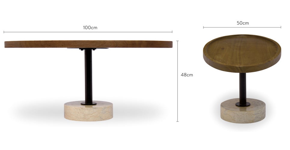 Matteo Coffee Tables Marron / Beige Bois / marbre Dimensions