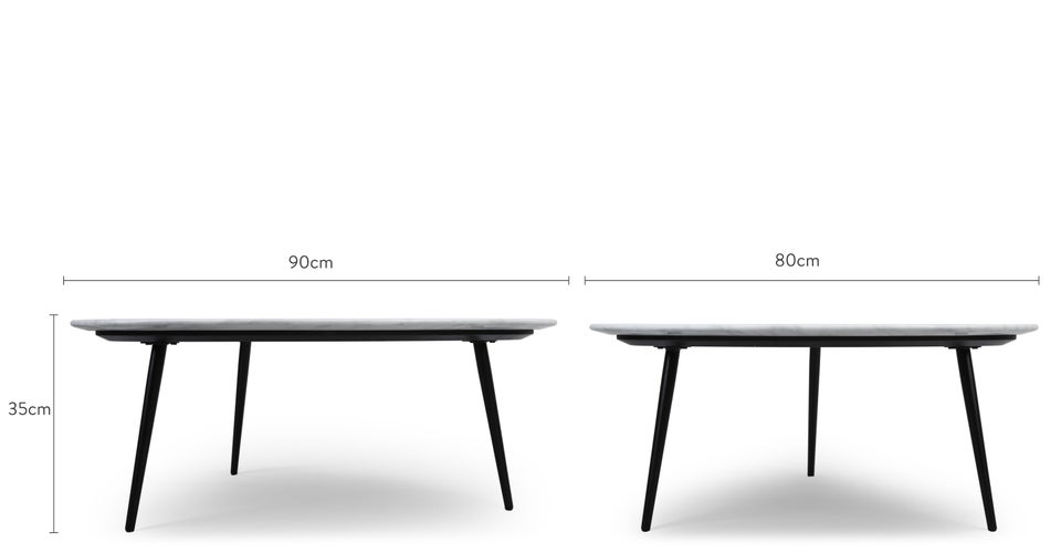SOLACE Tables basses Blanc / Noir Marbre / Métal Dimensions