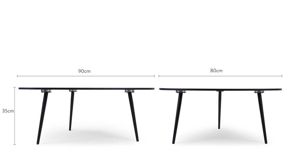 SOLACE Coffee Tables Noir Verre / Métal Dimensions