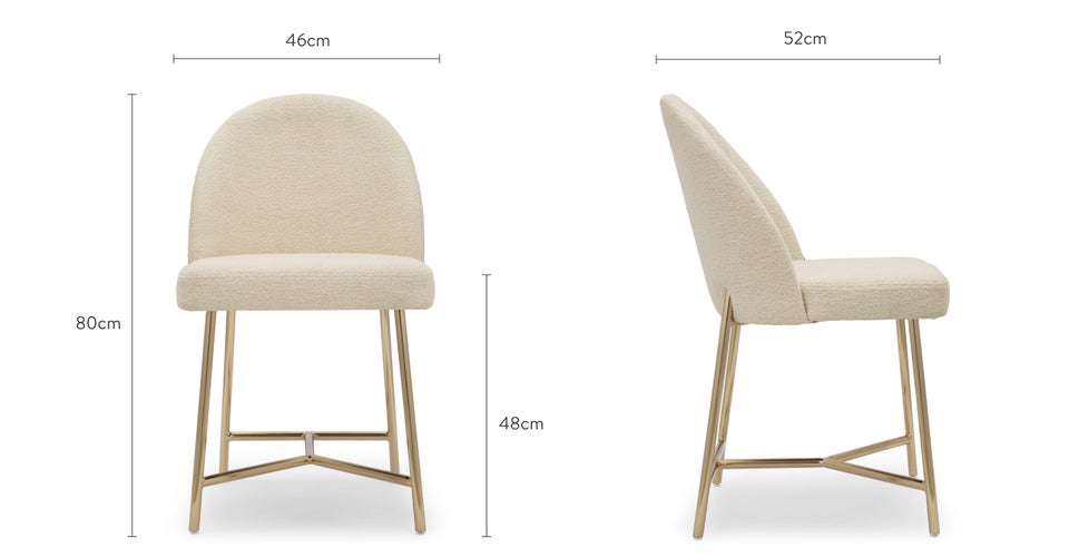 BANE Chaises de salle à manger Blanc / Doré Tissu / Métal Dimensions