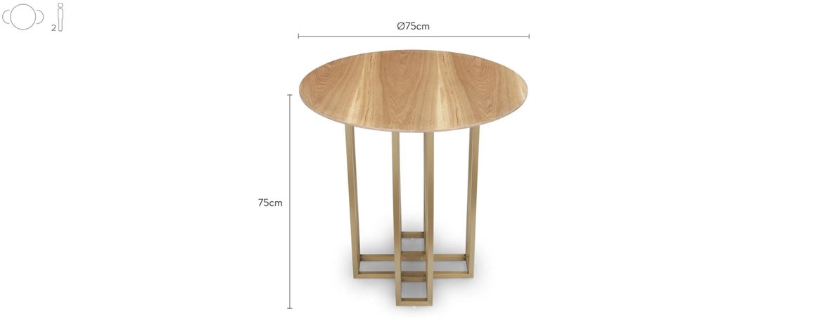 VENETO Tables à manger Naturel / Doré Bois / Métal Dimensions