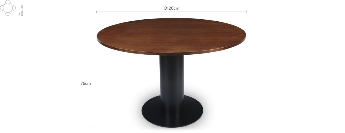 HURRICANE Esstische Braun / Schwarz Holz / Metall Dimensions