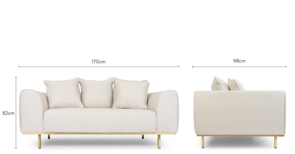 Kaufman 2-Sitzer Sofas Beige / Schwarz Stoff / Metall Dimensions