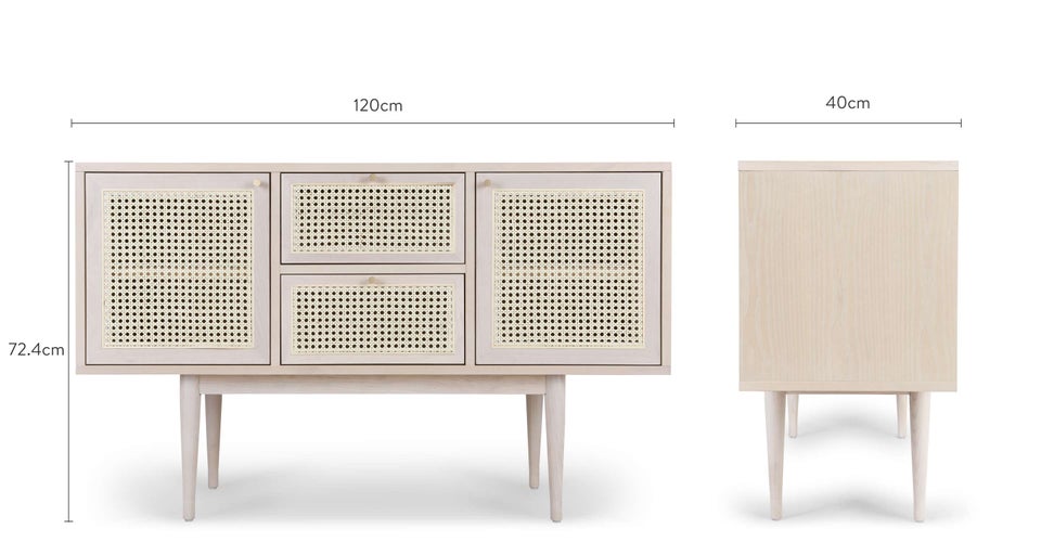 LINCOLN Sideboards Natural Rattan wood / caning Dimensions