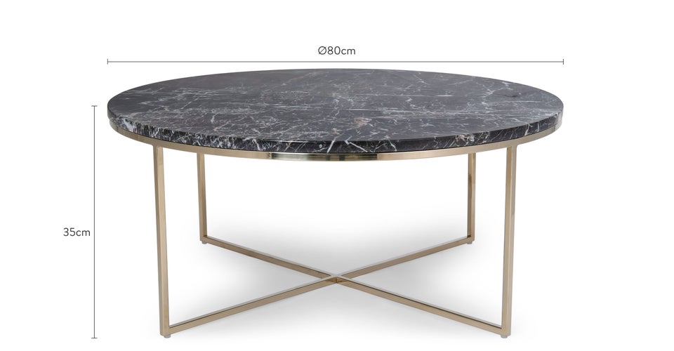 GISELLE Tables basses Gris / Doré Marbre / Métal Dimensions