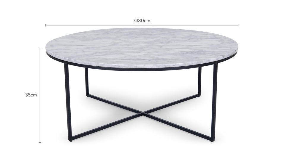 GISELLE Coffee Tables White black Marble / Metal Dimensions