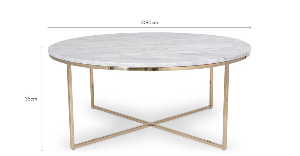 GISELLE Tables basses Blanc / Doré Marbre / Métal Dimensions