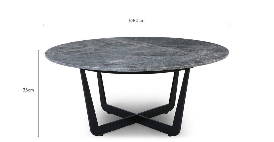 BEXTER Coffee Tables Dark grey Marble / Metal Dimensions