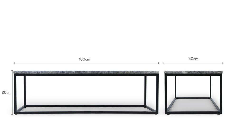 SMOKE Couchtische Grau / Schwarz Marmor / Metall Dimensions