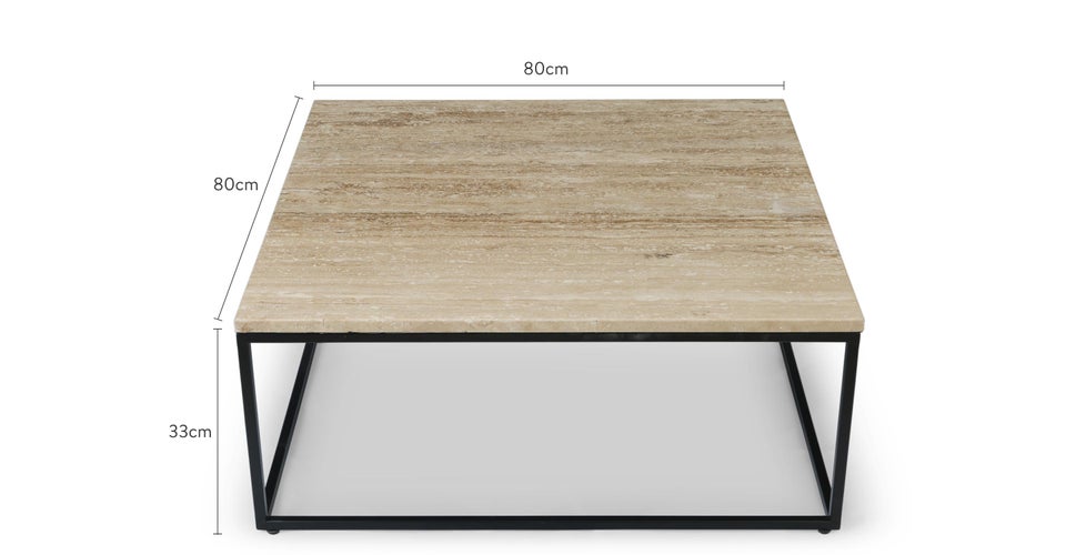 SMOKE Couchtische Beige / Schwarz Travertin / Metall Dimensions