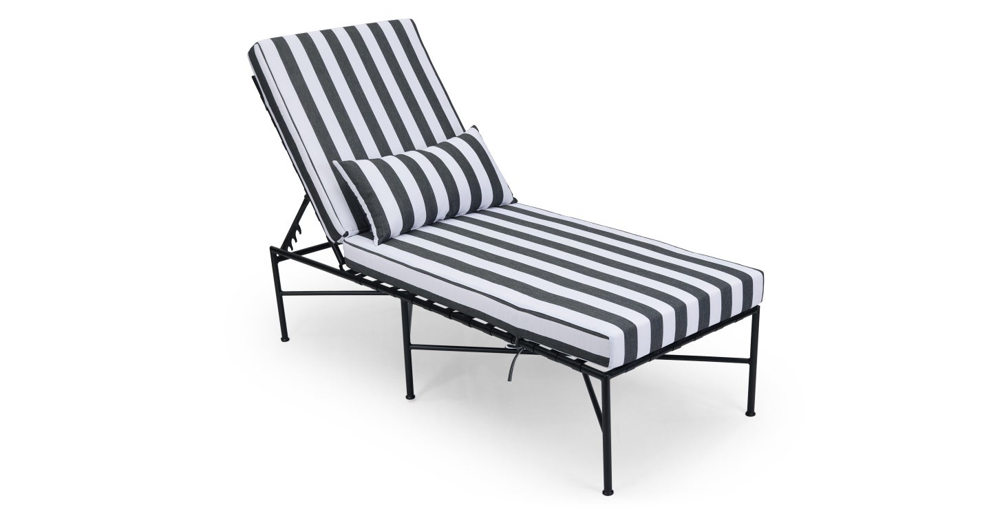 Outdoor lounge chair Black and white waterproof fabric black