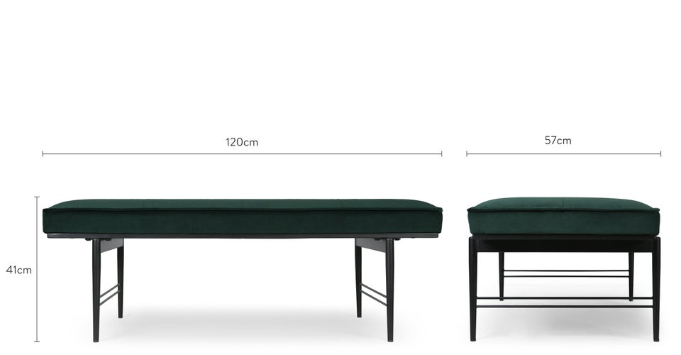 EMERY Sitzbänke Grün / Schwarz Samt / Metall Dimensions