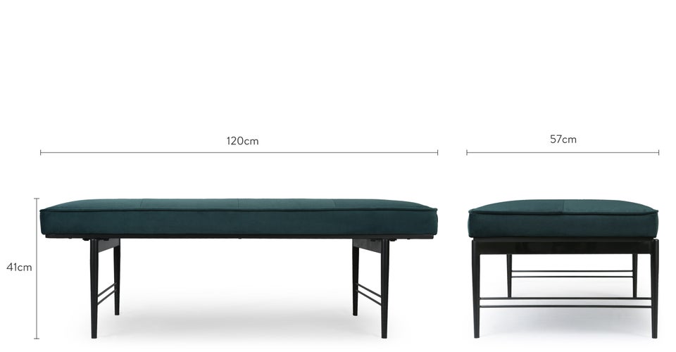 EMERY Bancs Bleu / Noir Velours / Métal Dimensions