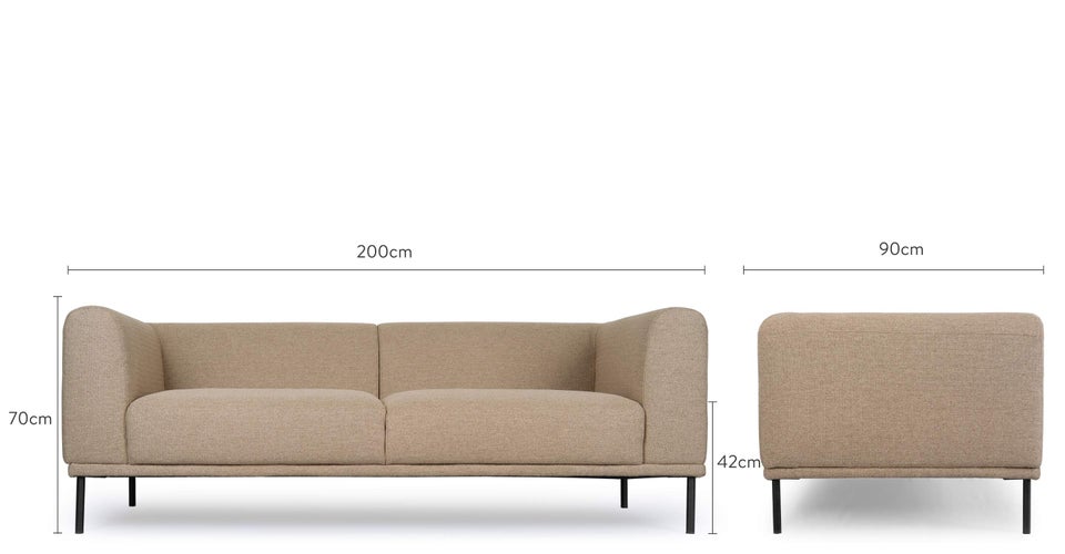 DRIES 3 Seater Sofas Taupe / Black Fabric / Metal Dimensions
