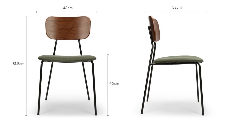 EERO Chaises de salle à manger Marron / Vert / Noir Velours / Bois / Métal Dimensions