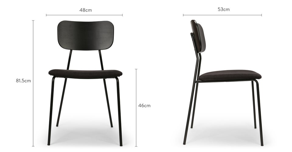 EERO Esszimmerstühle Schwarz Kord / Holz / Metall Dimensions