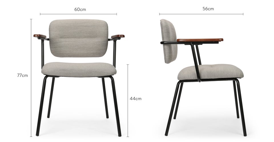 HORACE Dining chairs Gris / Noir Bois / Métal / Tissu Dimensions