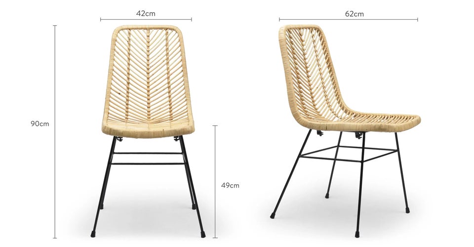 Gia Chaises de salle à manger Naturelle Métal Dimensions