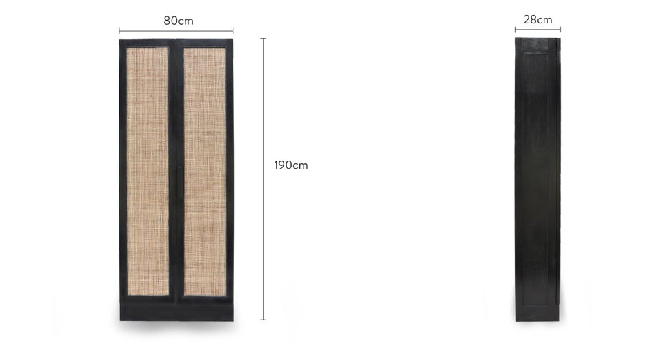 Armon Armoires Naturelle / Noir Bois / Rotin Dimensions