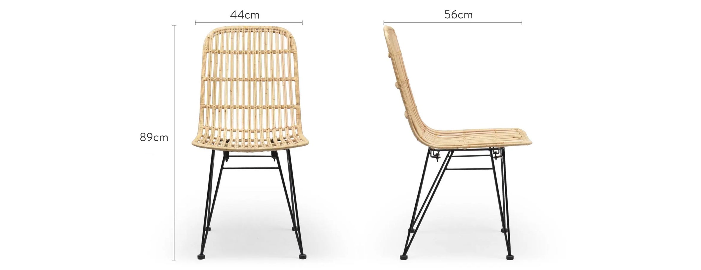 Archie Chaises de salle à manger Naturelle Rotin Dimensions