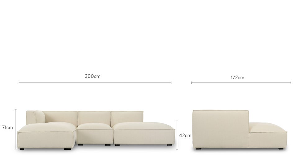 AUSTER Canapés d'angle gauche Blanc bouclette Bois Dimensions