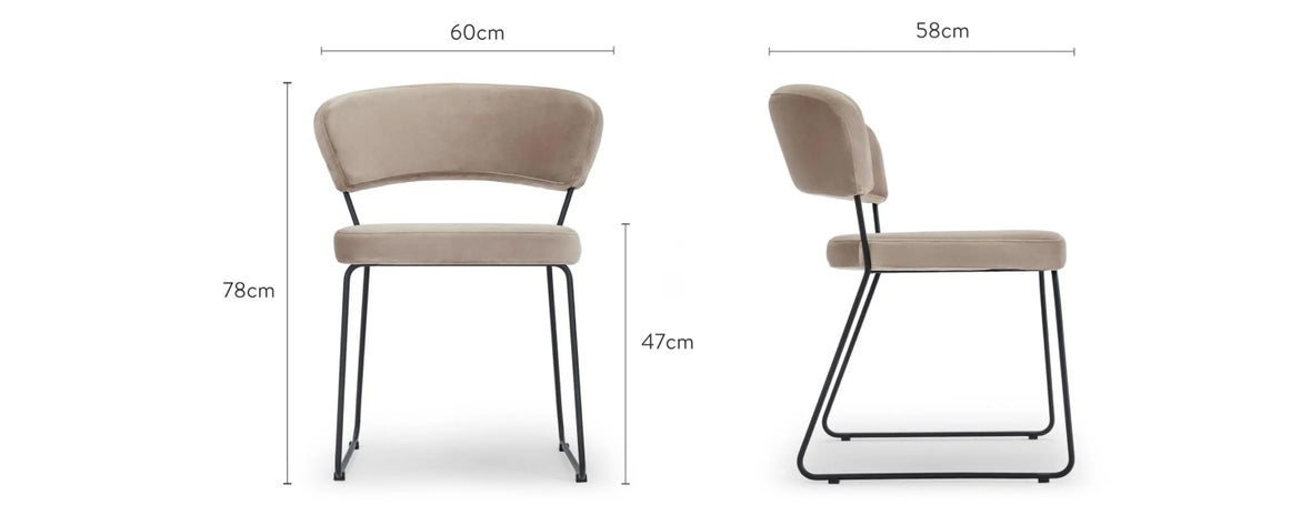 GORDON Esszimmerstühle Taupe Edelstahl Dimensions