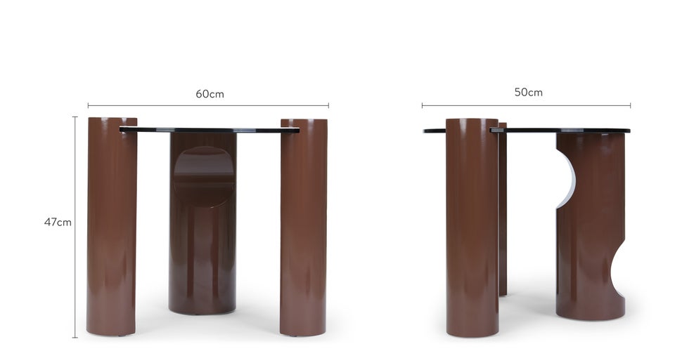 GIOIA Tables d'appoint Rouge Verre / Bois Dimensions